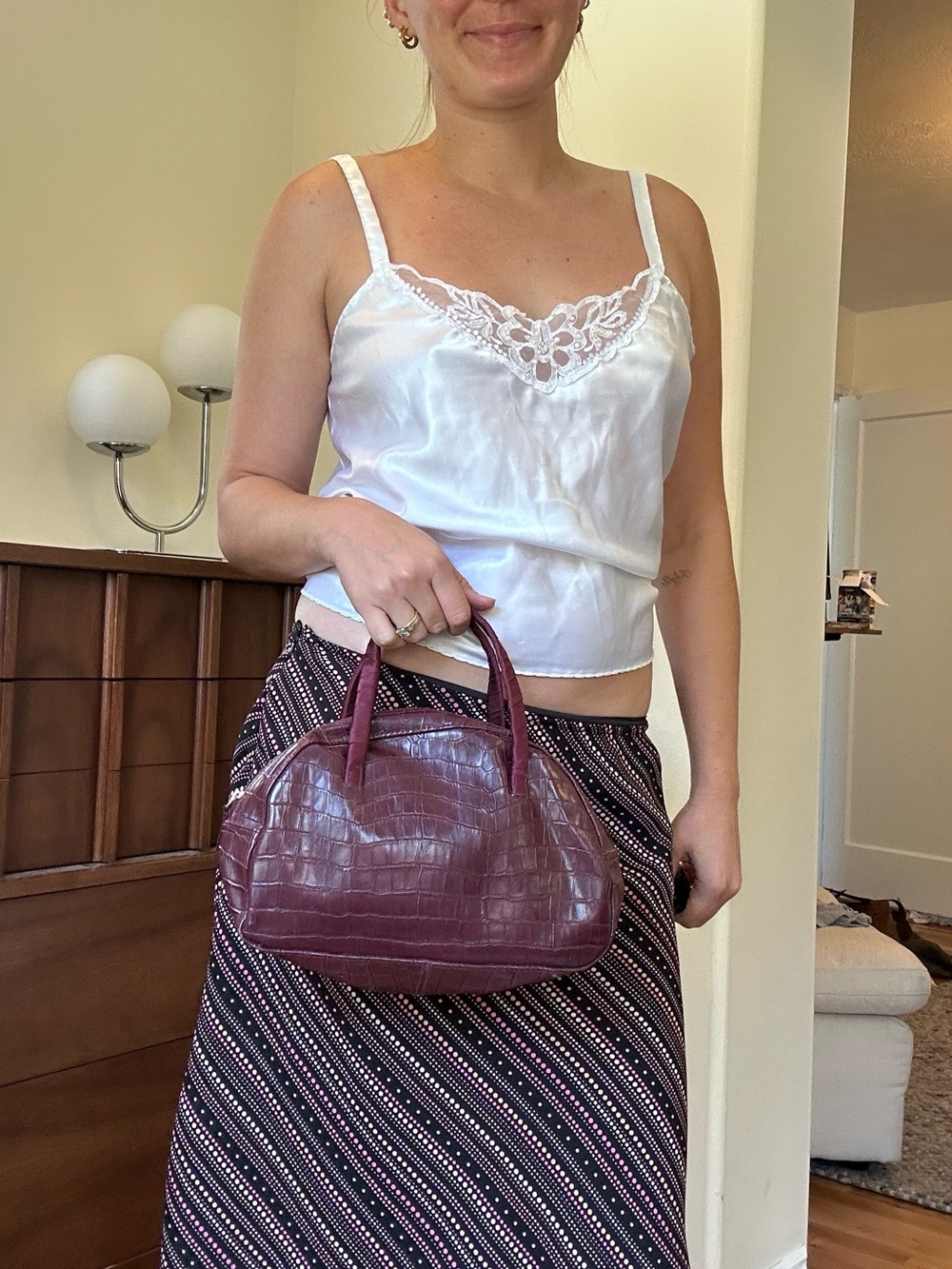 Vintage Victoria secret Croc-Embossed Bag in Burgundy